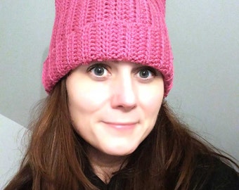 Pink Pussyhat - Pussy Hat Project - Kitty Hat - Womens March - Pink Pussy Hat - Crochet Hat - Feminist Hat - Pussyhat Project - Pink Cat Hat