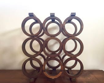 Vintage Kustom Kraft Wine Rack Teak Walnut Wood Wine Rack Modern Style / Mid Century Wine Rack