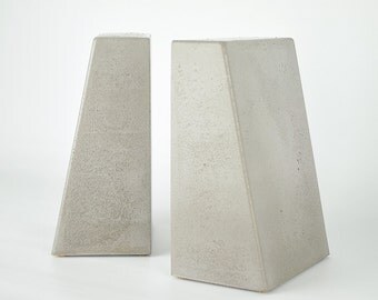 Modern Concrete Bookends, Heavy Bookends, Kitchen Book Ends, Cement Bookend, Decorative Bookends - Set of 2