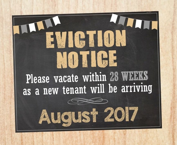 eviction notice pregnancy announcement sign printable new baby