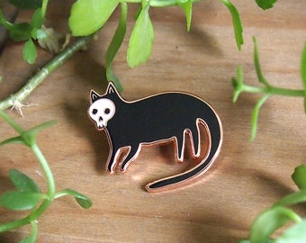 Skull cat enamel pin - Cat pin - Enamel pin - Enamel cat pin - I like cats - Cat lapel pin - Cat jewellery - Cat gifts - Cats - hard enamel