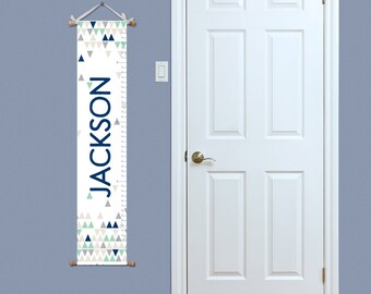 ON SALE Growth Chart Ruler - Kids Growth Chart - Boys Growth Chart - Geometric Nursery Art - First Birthday Gift for Boy - Personalized Grow