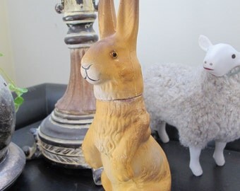 Papier-mâché Easter Candy-Box Bunny Rabbit. EASTER Bunny. Easter Home Decor. Easter Spring Collectibles. Paper Mache Rabbit. German Candy