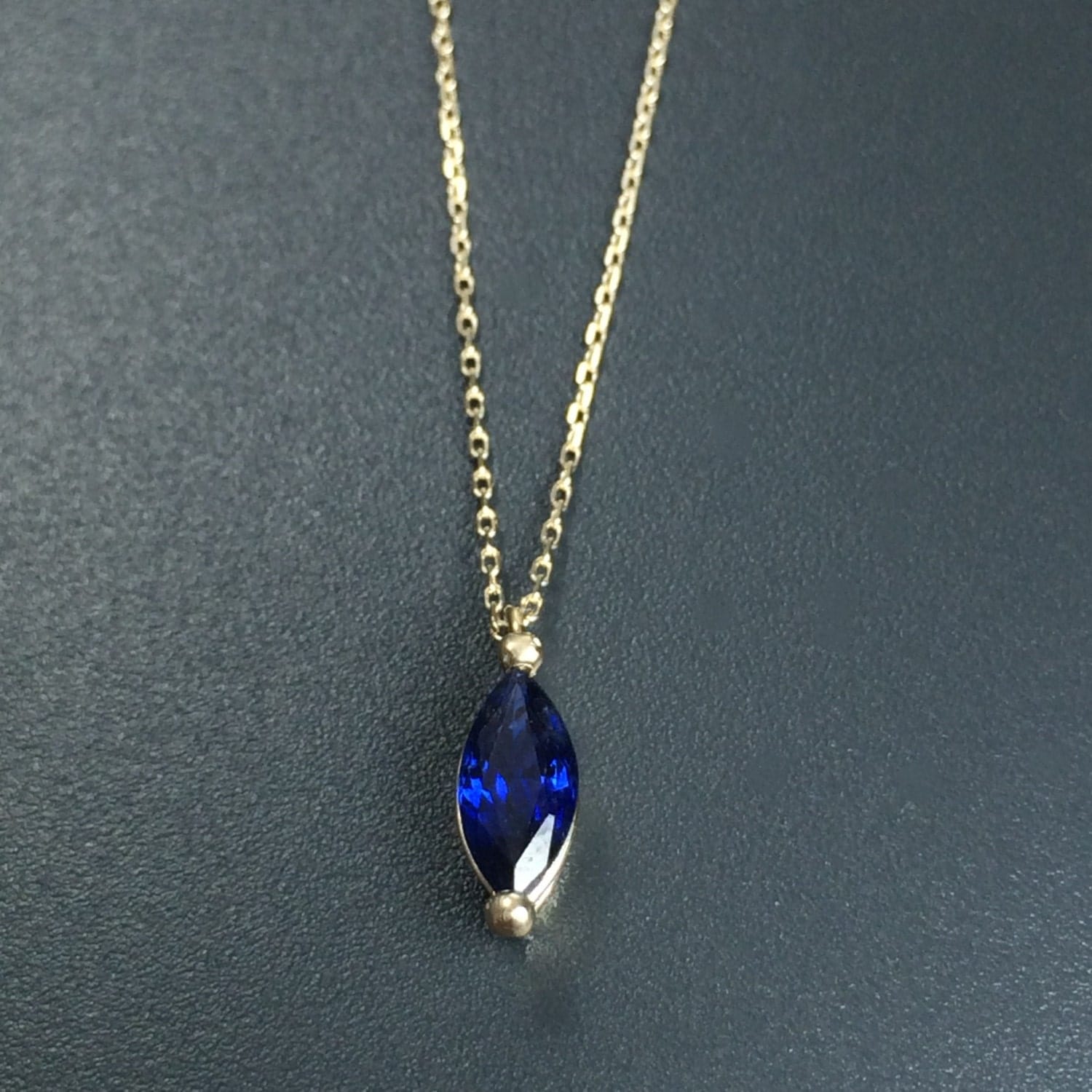 Gold sapphire necklace Sapphire solitaire necklace Dainty