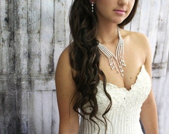 Bridal Necklace, Wedding Cubic Zirconia Jewelry Set, Wedding Jewelry Set, Wedding Necklace, Bridal Statement Jewelry