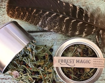 Organic Herbal Smudging Incense - "Forest Magic" - Noble Fir, Juniper Berries, Bearberry Leaves, and Bloodroot