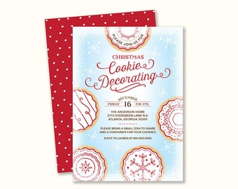 Christmas Cookie Invitation Printable or Printed with FREE