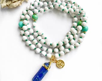 Mala Beads, Mala Necklace, 108 Mala Beads, Hand Knotted Mala, Japa Mala, Meditation Beads, Yoga Necklace, Prayer Beads, White Mala, MKHC