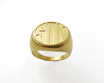 Monogram ring. Gold monogram ring. Unisex ring. Men ring. Initial ring. Gift for him. Gold signet ring. Personalized ring. Men initial .1613
