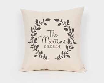 Monogram Pillow, Last Name Pillow, Printed Pillow, Couple Pillowcase, Anniversary Pillow, Pillow With Date, Sentimental Gift