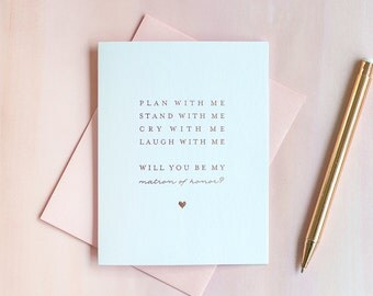 Will You Be My Matron of Honor card Rose Gold Foil matron of honor invitation matron of honor box gift bridal party card bridesmaid proposal