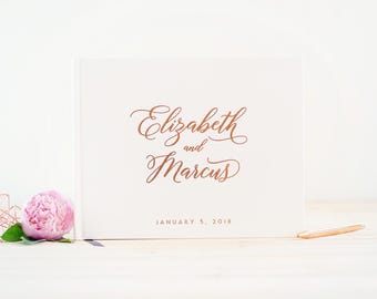 Wedding Guest Book Rose Gold Foil wedding guestbook rose gold sign in book wedding album personalized photo guest book harcdover guest book