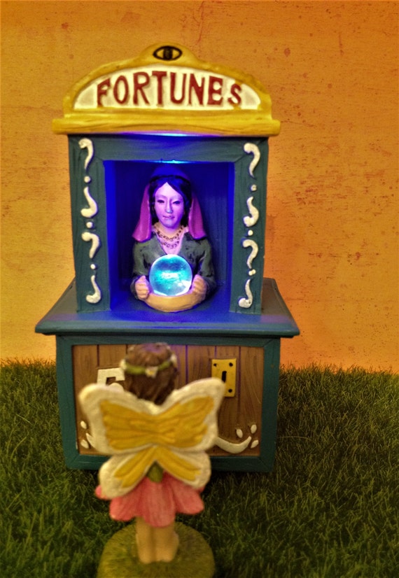 Lighted Automaton Gypsy Fairy Garden Fortune Teller Crystal