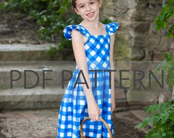 Rosie Cotton PDF, girl dress pattern, dress pdf, holiday dress pdf, flutter sleeve pdf, girl pattern, girl pdf, sewing pdf, sewing pattern