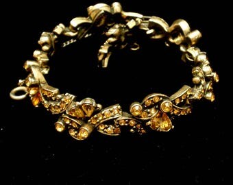 Topaz Rhinestones Vintage Bracelet Hollycraft 1954