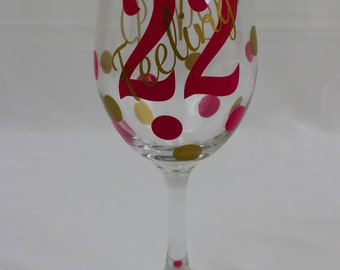 Name and Initial Wine Glass One Glass by BitsNPiecesBySK on Etsy