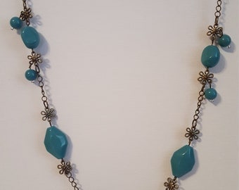 Antique Brass Beaded Necklace 1729
