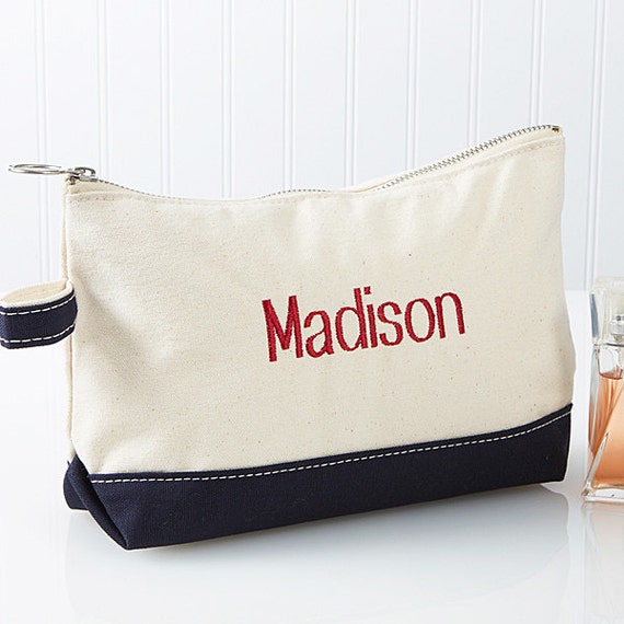 Monogrammed Cosmetic Bag Personalized Canvas Colorblock