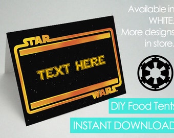 Star Wars Food Tents, Editable, Printable Star Wars Party Food Tents, Star Wars Food Label, Star Wars Food Tag, Star Wars Decoration Ideas