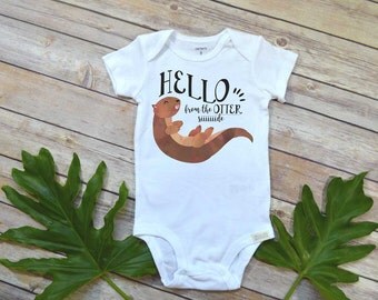 Funny Baby Gift, Hello from the Otter Side, Aunt Baby Gift, Funny Baby shirt, Nephew Gift,Niece Gift, Cool Aunt, Adele Baby shirt,Cute gift