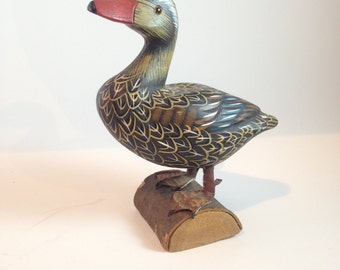 Vintage hand painted duck on base