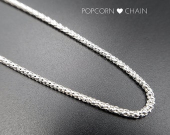 Popcorn Coreana Sterling Silver Chain - 18" and 20" Lengths - Perfect for Crystal Pendants