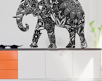 Wall Decals Elephant Floral Yoga India Buddha Decal Vinyl Sticker Bedroom Home Decor Art Murals Ms687