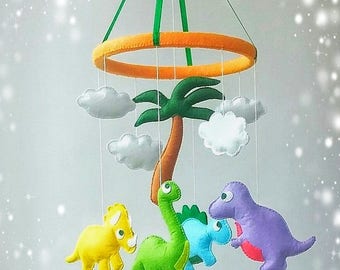Dinosaur baby crib mobile Nursery decor Felt mobile Hanging mobile Baby shower gift Baby boy mobile Baby girl mobile Choose color