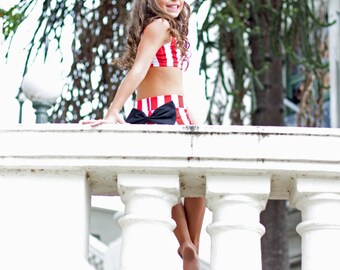 Red and white stripe set. Dancewear. Sizes 4-14