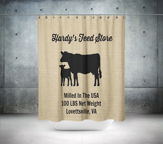 Personalized Cow Shower Curtain Farmhouse Chic by FolkandFunky
