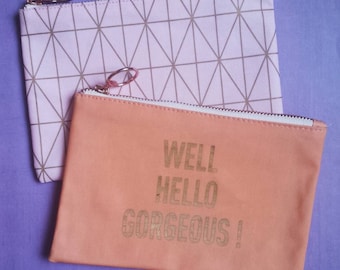 Pencil case with rose gold hardware