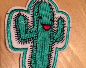 Cactus Patch, Vintage Embroidered Patch, Desert Patch, Succulent Patch, Applique Iron On Patch, Happy Cactus, Patches, Gifts for Her