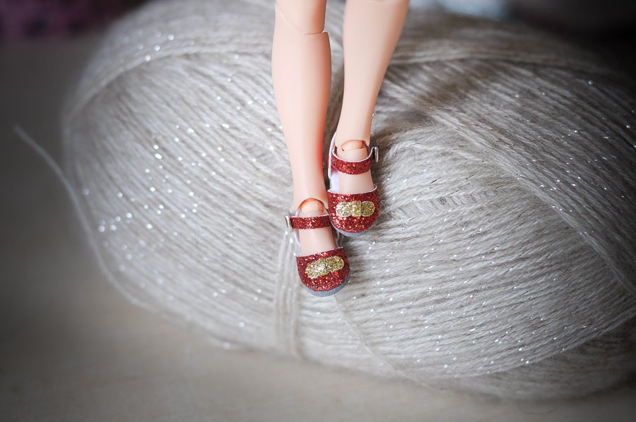 Blythe sparkle red shoes momoko shoes by Blablablythe