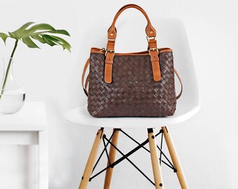 Leather purse brown - leather cross body bag - leather shoulder bag - womens leather purse - leather shopper - top handle purse - handbags