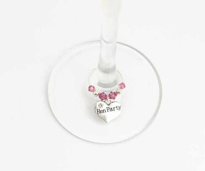 Hen Party Wine Glass Charm Swarovski Crystal Hen Party Gift
