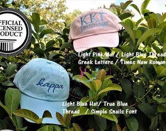 kappa kappa gamma, Sorority hats, Embroidered Adams Hat, Monogrammed Hat, Fraternity Hats, Distressed Hat, Personalized Hat, Custom Hat
