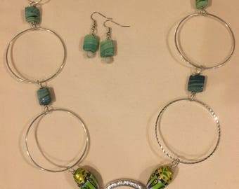 Hand Painted Italian Glass Bead Accented Necklace
