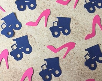 Wheels or Heels Gender Reveal Confetti - Gender Reveal Baby Shower Confetti - Truck and Heel Die Cuts - Gender Reveal Party Decor