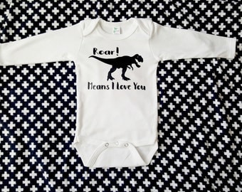 Baby boy clothes, trendy baby clothing, unisex baby bodysuit, dinosaur baby shirt, baby gift, baby bodysuit, T-rex baby shirt