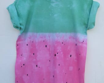 Watermelon Tie Dye Shirt, Pink Pastel Goth Grunge Top, Tumblr Kawaii Summer Beach Tee, Hipster Ombre Shirt, Blogger - 2 weeks pre-order