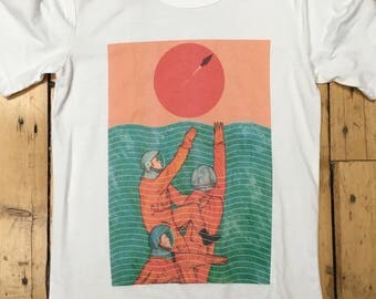 Cosmonauts in the ocean – an illustrated t-shirt by