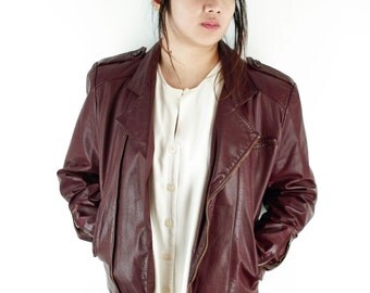 Vintage Verducci Maroon Leather Jacket 80s