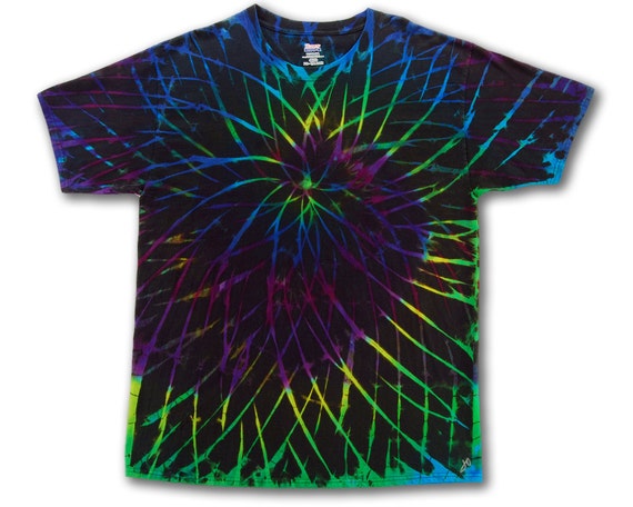 Tie Dye T-Shirt XLT Black Lime Green Blue Purple