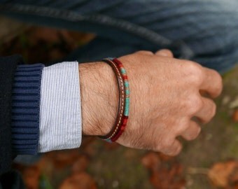 Men bracelet, Tribal bracelet, Bohemian bracelet, Mens Jewelry, Colorful bracelet, Mens gift, Boyfriend gift, Gift for him, Valentine gift