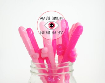 Penis Straws Baby Pink & Hot Pink X 10/ Bachelorette Party Decorations/ Party Straws / Bachelorette Party Penis Decors/ Bridal Shower Straws