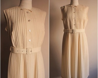 Vintage Dress - 1960s Dress - 1960s Pleated Day Dress - Cotton Dress- Women's Dress -