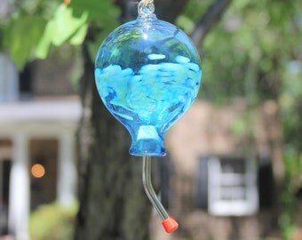 Hand Blown Glass Hummingbird Feeder