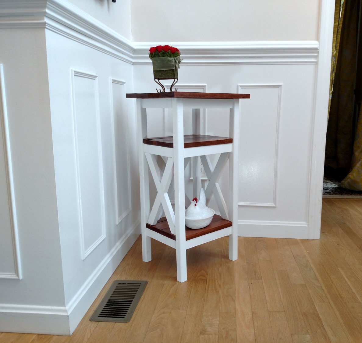 Farmhouse Side Table Rustic Nightstand Bedroom Set