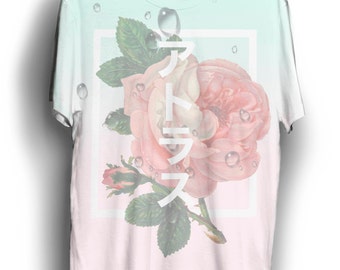 Japanese Rose tee shirt, aesthetic tee, Japanese shirt, Japanese tee, pastel clothing, pastel shirt, aesthetic clothing, korean aesthetic