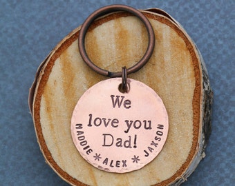 SALE • Personalized Dad Keychain • Custom Copper Keychain • Custom Daddy Gift • Grandpa Gift • Grandfather Gift • Papa Gift